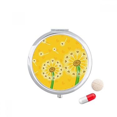 Imagem de Caixa de comprimidos com flores de dente-de-leão amarela para guardar remédios