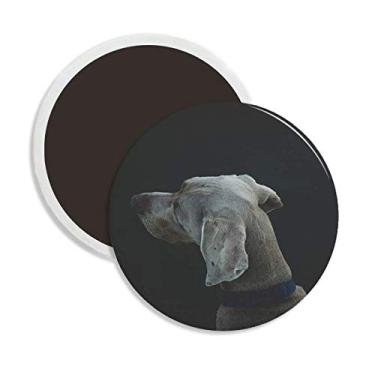 Imagem de Dog Pet Animal Lonely Night redonda cerâmica magnética lembrança decoração