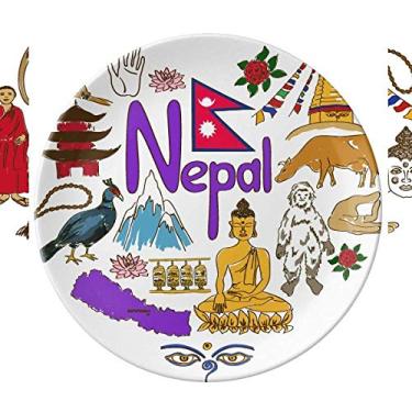 Imagem de Nepal Love Heart Landscap Placa de bandeira nacional de porcelana decorativa Salver Prato de jantar