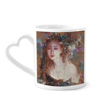 Imagem de Flower Beauty XJJ Caneca de pintura a óleo de café cerâmica copo de coração de vidro