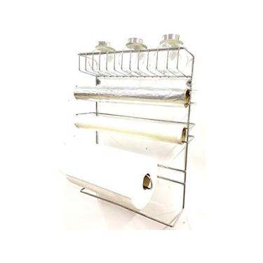 Imagem de Suporte Porta Condimentos 5 Em 1 Com 3 Potes Vidro Tampa Cromada - Mundial