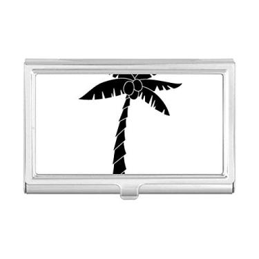 Imagem de Porta-cartões de visita Plant Coconut Tree com contorno preto
