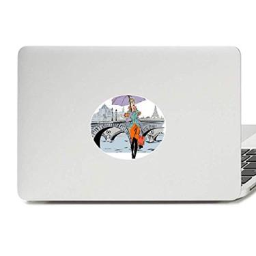 Imagem de Adesivo de notebook com emblema de vinil da marca da França Lady River Bridge