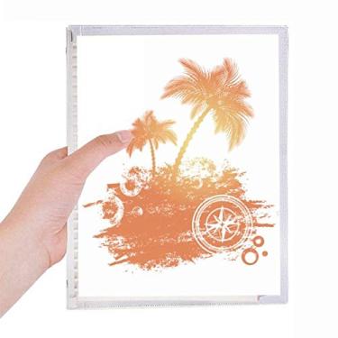 Imagem de Caderno de ilustração com estampa de praia de coqueiro, folhas soltas, diário recarregável, papelaria