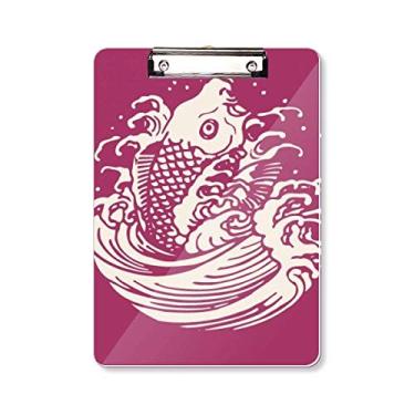 Imagem de Pintura vermelha da cultura japonesa prancheta pasta de peixe placa de suporte A4