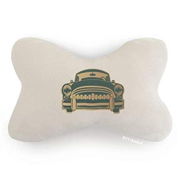 Imagem de DIYthinker Almofada de almofada para apoio de cabeça com estampa de contorno de carros clássico verde