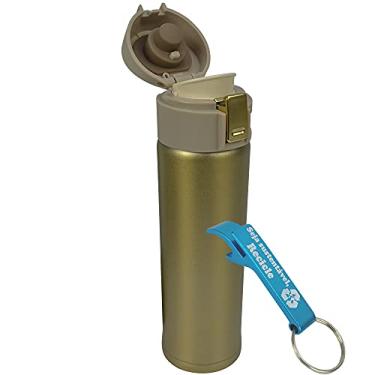 Imagem de Garrafa Térmica Aço Inox com Vedação 500 ml Dourado + Chaveiro CBRN18598
