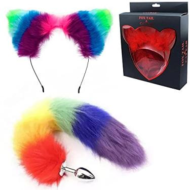 Imagem de YOUVIBE - Plug Anal Pequeno Em Metal Com Cauda De Raposa Longa E Tiara Colorida REF:KIT001