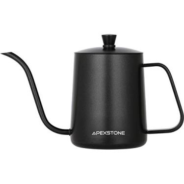 Imagem de Apexstone Chaleira pequena para café com pescoço de ganso, preto para café em aço inoxidável, chaleira de café de 590 ml