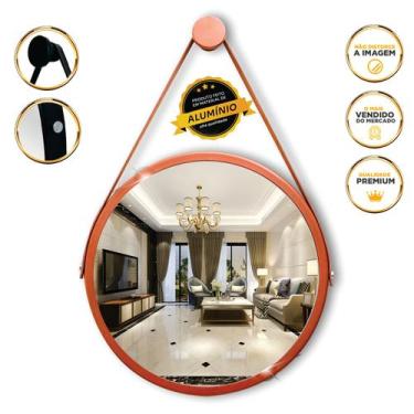 Imagem de Espelho Redondo Decorativo Suspenso Alça 30cm + Suporte - Mev Mirror