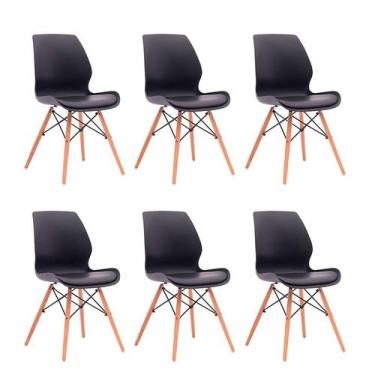 Imagem de Conjunto Com 6 Cadeiras Eames Eiffel Rubi Preto - Keva