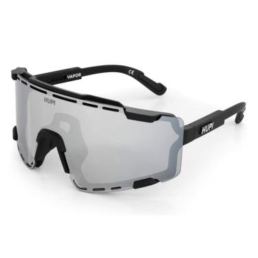 Imagem de Óculos de Sol Hupi Vapor Preto Lente Cinza Espelhado Esportivo para Ciclismo Bike Corrida Com Estojo, Cor: Preto