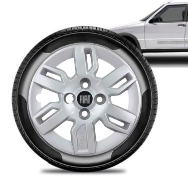 Imagem de Calota Fiat Uno Way aro 13 2013 a 15 prata Emb Preto