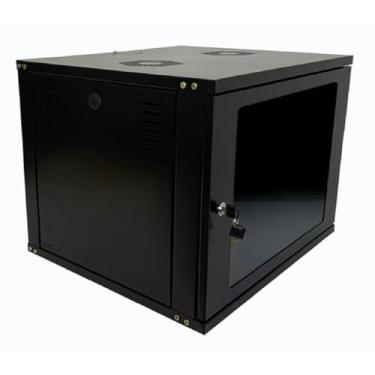 Imagem de Mini Rack De Parede 8U Profundidade 470mm Padrão 19 Polegadas Visor Acrílico Fume