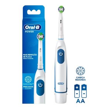 Imagem de Oral-b Power  Precision Clean Escova De Dentes Elétrica Com 2 Pilhas Cor Branco E Azul Power precision clean