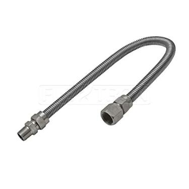 Imagem de Flextron FTGC-SS14-18J Conector de linha de gás flexível de 45,7 cm com diâmetro externo de 9,5 mm e conexões MIP de 1,2 cm FIP x 1/2 polegada, conectores de aquecedor de ambiente de aço inoxidável