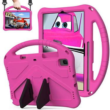 Imagem de QYiiD Capa infantil para Galaxy Tab A9+ modelo 2023 de 10,5 polegadas (SM-X210/X216/X218), leve à prova de choque com alça conversível e alça de ombro, rosa