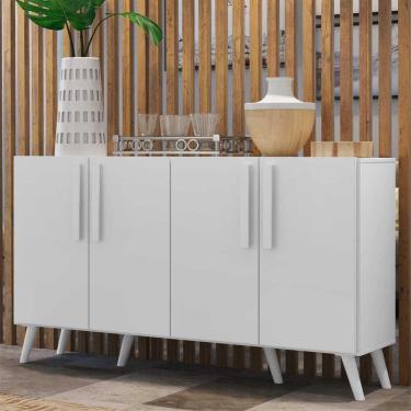 Imagem de Aparador Buffet 4 Portas com Pés Retrô Viena Multimóveis Branco