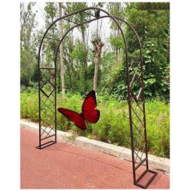 Imagem de Grande arco de jardim rosa arbor treliça, arco de casamento de aço resistente para plantas trepadeiras jardim ao ar livre gramado quintal pátio bronze, bronze, 3,8 x 2,3 m/12,5 x 7,5 pés
