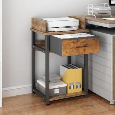 Imagem de TigerDad Suporte de impressora com gaveta de armazenamento, organizador de mesa multifuncional para arquivos de scanner de fax, carrinhos utilitários para materiais de escritório, armário de arquivos,