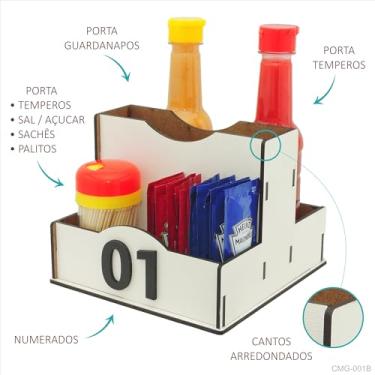 Imagem de Porta Comanda Sachê Guardanapo Temperos Sal Canudo Palito Mdf Branco (45)