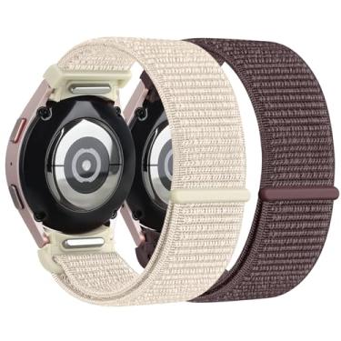 Imagem de Pacote com 2 pulseiras de nylon sem lacunas para Samsung Galaxy Watch 6 5 4 mm 40 mm, 44 mm, 42 mm, 46 mm, 43 mm, 47 mm, 5 Pro de 45 mm, pulseira esportiva de trama de nylon macio reciclado para