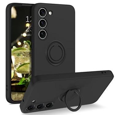 Imagem de Telaso Capa para Samsung Galaxy S23, silicone fino | Suporte de anel de 360° | Suporte para suporte de carro | Capa híbrida de borracha de gel macio para Samsung Galaxy S23 para meninas e mulheres, preta