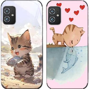 Imagem de 2 peças Cat Kiss Fish TPU gel silicone capa de telefone traseira para Asus Zenfone 8/9/10 (Asus Zenfone 8)