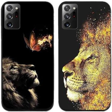 Imagem de 2 peças coruja lobo leão tigre gato pilha golfinhos pug Husky cão dinossauro panda TPU gel capa de telefone para Samsung Galaxy Note 20 Ultra (borboleta leão rei)