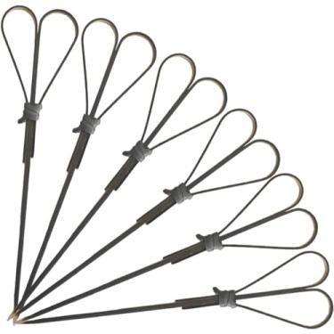 Imagem de 100 Pçs Palitos de coquetel de bambu, espetos para aperitivos, acessórios de charcutaria, palitos de bambu em forma de coração, palitos de dente para aperitivos, palitos longos de coquetel - preto, 15 cm