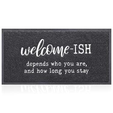 Imagem de JJUUYOU Tapetes de boas-vindas grandes, engraçados, entrada externa, com suporte de borracha antiderrapante, recepção interna, depende de quem você é e quanto tempo você fica à prova d'água, decoração