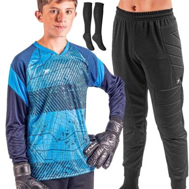 Imagem de Kit Goleiro Infantil Futebol Camisa Bold Calça Poker-Unissex