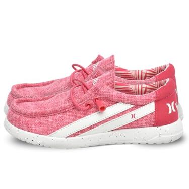 Imagem de Hurley Mocassins de renda elástica para crianças, sapatos de lona para meninos e meninas - Confortáveis, duráveis, elegantes - tênis de moda infantil, sapatos de bico largo para uso diário, rosa, 2