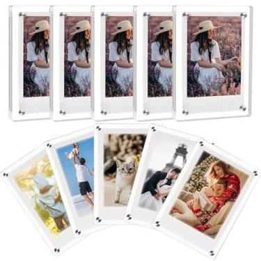 Imagem de ZEECER Moldura magnética de acrílico para geladeira, mini moldura dupla face sem moldura, moldura magnética transparente de alto brilho para Fujifilm Instax Mini, 6 x 9 cm, pacote com 10