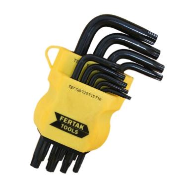 Imagem de Jogo de Chaves em L Torque Pequenas 9 Peças Variadas Aço Ergonômico Fertak