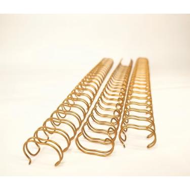 Imagem de Wire-o Para Encadernação 2x1 A4 1" para 200fls Agendas Planners Caderneta de Saúde Cadernos Livro do Bebe Com 10 Unidades 23 Anéis (Dourado)