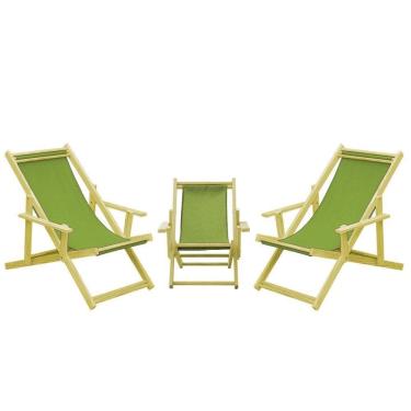 Imagem de Kit 3 Espreguiçadeiras 2 Adulto E 1 Infantil-verde