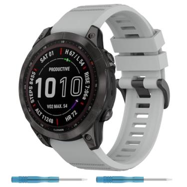 Imagem de Nacorulu Pulseira de silicone compatível com Garmin Fenix 5/Fenix 6/Fenix 7, 22 mm para Fenix 5 Plus/Fenix 6 Pro/Fenix 7 Pro/Forerunner 935 (cinza)