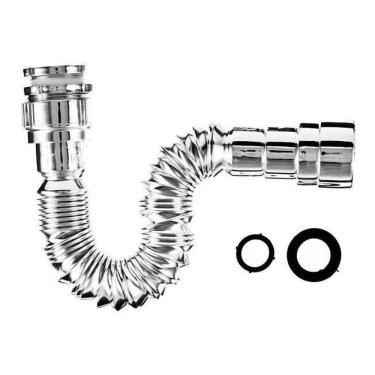 Imagem de Sifao Sanfonado Universal Extensivel Plastico Cromado 1, 1.1/4 e 1.1/2 Tanque Cozinha L...