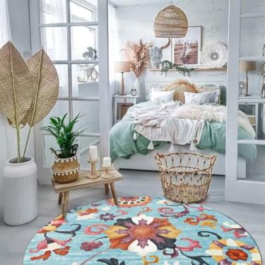 Imagem de Decoração da sala de estar tapete redondo tapetes de grande área para o quarto casa cadeira de balanço tapete lavável lounge, o, 100x100cm