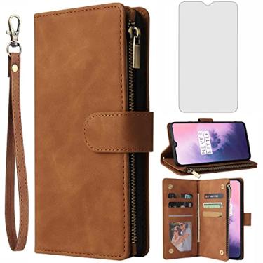 Imagem de Asuwish Compatível com OnePlus 7 6T capa carteira de vidro temperado protetor de tela e capa flip porta-cartões capas de telefone para OnePlus6T A6013 OnePlus7 GM1900 One Plus6T 1+ Plus7 1 Plus 1plus