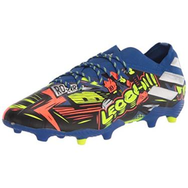 Imagem de adidas Tênis de futebol masculino Nemeziz Messi 19.1 Firm Ground, Azul royal/prata/amarelo, 10.5 Little Kid