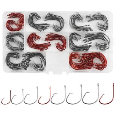 Imagem de Shaddock Fishing 160 peças/caixa 7381 ganchos de círculo esportivo preto de aço carbono polvo anzóis de pesca tamanho: 1-5/0