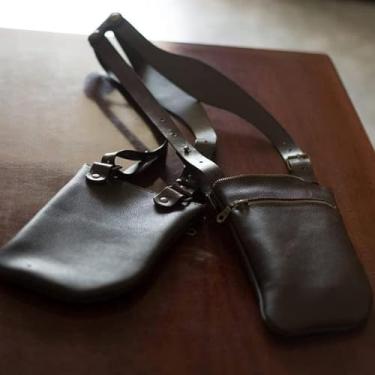 Imagem de Bolsa ajustável Teampunk PU de couro para axilas medieval retrô bolsa de ombro duplo para axilas ao ar livre bolsa esportiva antifurto carteira, marrom