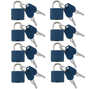 Imagem de VIP – Cadeado de metal de 8 peças, bagagem, mochila, diário, caixa de joias, artesanato, cadeado de ensino escolar com chave e capa durável (pequeno, azul marinho)