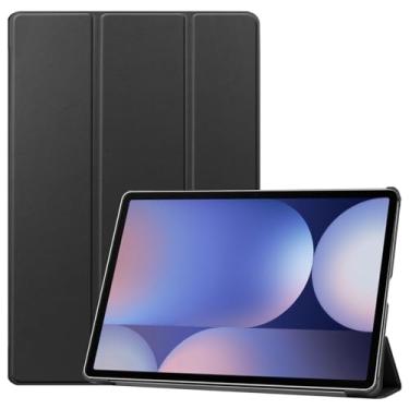 Imagem de Compatível com Samsung Galaxy Tab S10 Plus Case 12,4" 2024 SM-X820 Case Tri-Fold Smart Tablet Case, Capa protetora leve Hard PC Back Shell Slim Case Multi-View Angles, Auto Wake Sleep(Black)
