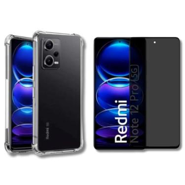Imagem de Capa Capinha Case Anti Shock Transparente + Película De Vidro 3D Privacidade Anti Spy Tela Toda Para Xiaomi (Redmi Note 12 Pro/Note 12 Pro Plus)