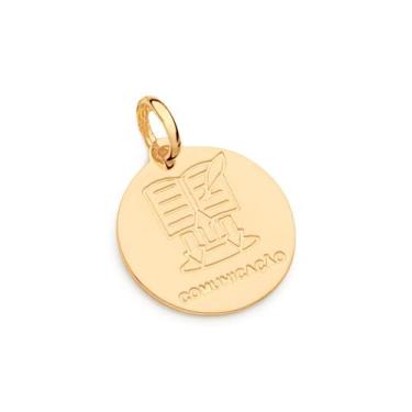 Imagem de Pingente banhado ouro 3x 24k 18k e 22k unissex medalha símbolo comunic