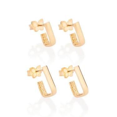 Imagem de Brincos banhado ouro 3x 24k 18k e 22k femininos pequenos 1 e segundo f