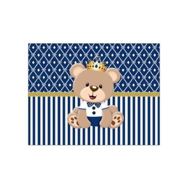 Imagem de Painel de Festa Horizontal 1,55 X 1,20 - Ursinho Príncipe Azul Marinho